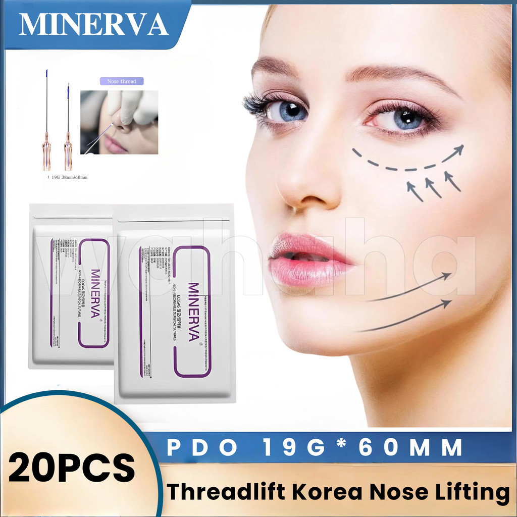 MINERVA Benang Hidung Korea  PDO&PCL  19g*60mm&19g*38mm  20pcs/pack | Threadlift Korea Nose Lifting/