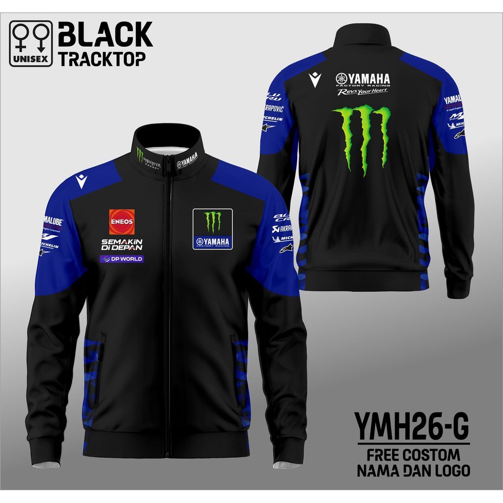 Jaket Tracktop Crew Motogp Yamaha Monster Terbaru 2026Jaket Racing Team YMH26-G