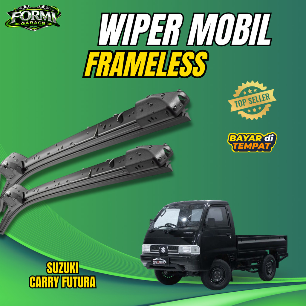 Wiper Kaca Depan Mobil Suzuki Carry Futura Frameless Blade - Karet Premium (Sepasang)