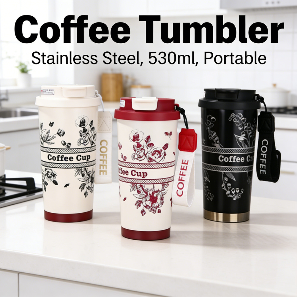 Botol Minum Kenangan Mug Kopi Tumbler Stainless Teras Cangkir Portable 530ml Kopi Tumbler