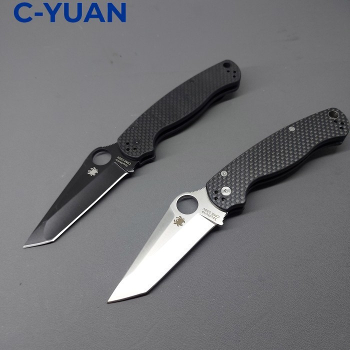 Spyderco Paramilitary 2 C81 Tanto Carbon Fiber Scale Folding Knife EDC Outdoor