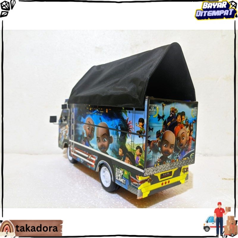 BISA COD PROMO MINIATUR TRUK OLENG KAYU FULL LAMPU KELAP KELIP RODA DEPAN BISA BELOK KANAN KIRI mini