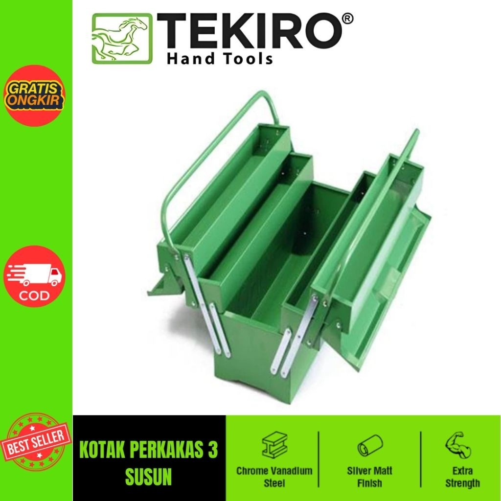TEKIRO Kotak Perkakas 3 Susun Tool Box Tempat Wadah Peralatan Teknik Tas Alat teknik Tools Wadah per