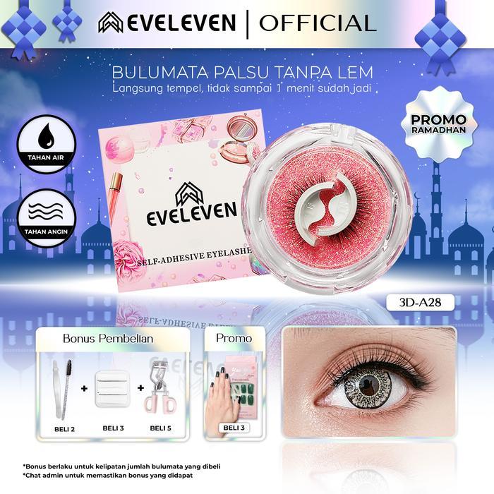 EVELEVEN Bulu Mata 3D-A28 Bulumata Palsu Natural Tipis Panjang Lentik Tanpa Lem Ukuran 10mm - Daily 