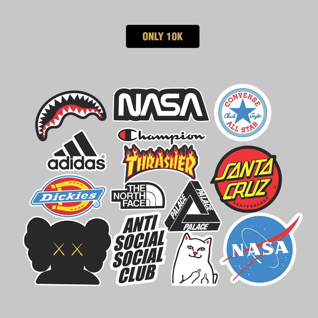 Stiker Brand 14pcs Stiker Aesthetic Laptop Aksesoris Hp Anti Air Motif Helm