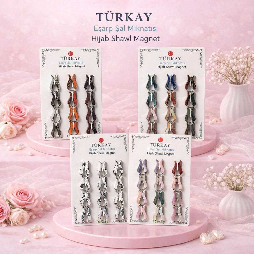 Klip hijab model tulip isi 12 pcs aksesori kerudung praktis pengganti peniti bahan plastik ringan