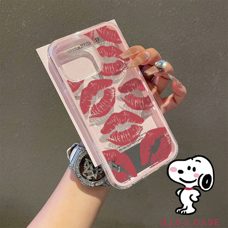 Terbaru Bekas Ciuman Berwarna Merah Muda Case Iphone 11 13 15 Pro Max 17 Pro Max 17 Air 14 15 Pro Ma