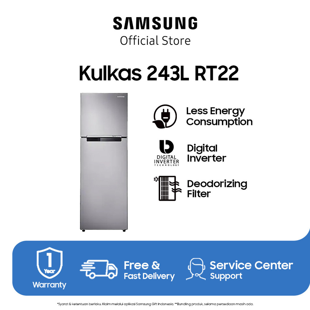 Samsung Kulkas 2 Pintu Kapasitas 234 Liter RT22FARBDSA/SE METAL GRAPHITE