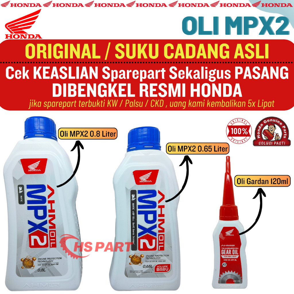 Oli MPX2 Original 100% AHM Metic Plus Oli Gardan Oli mesin MPX2