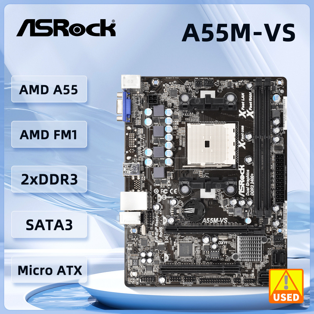 ASRock A55M-VS Motherboard A55M-VS socket FM2+ AMD A55 DDR3 32GB support A10-6800B A10-7700K A10-570