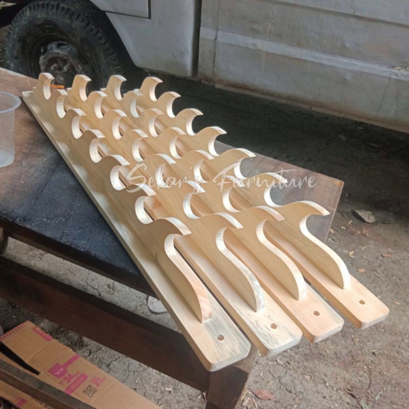 Rak joran dinding motif ombak rak pancing dinding jagrak pancing