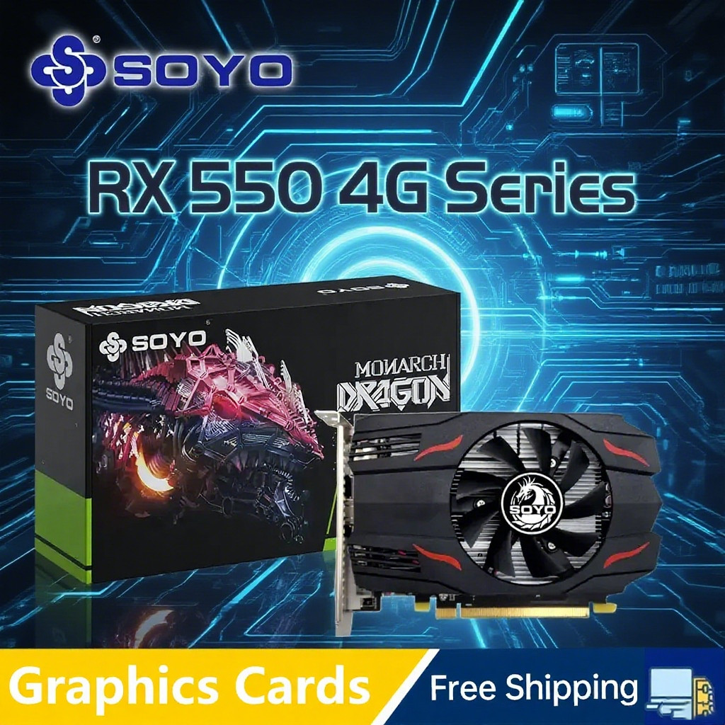 SOYO AMD GPU Radeon RX 550 4G GPU RX 560 GDDR5  Computer components PC Gaming Video R9 370 R7 350 Gr
