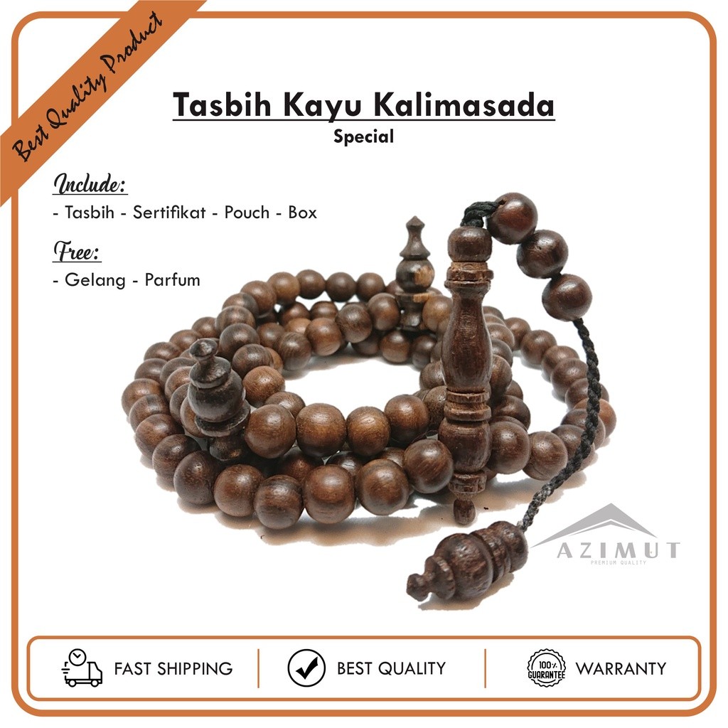 TASBIH KAYU KALIMOSODO  bertuah asli bersertifikat |  tasbih kayu kalimasada (Gratis Parfum n Gelang