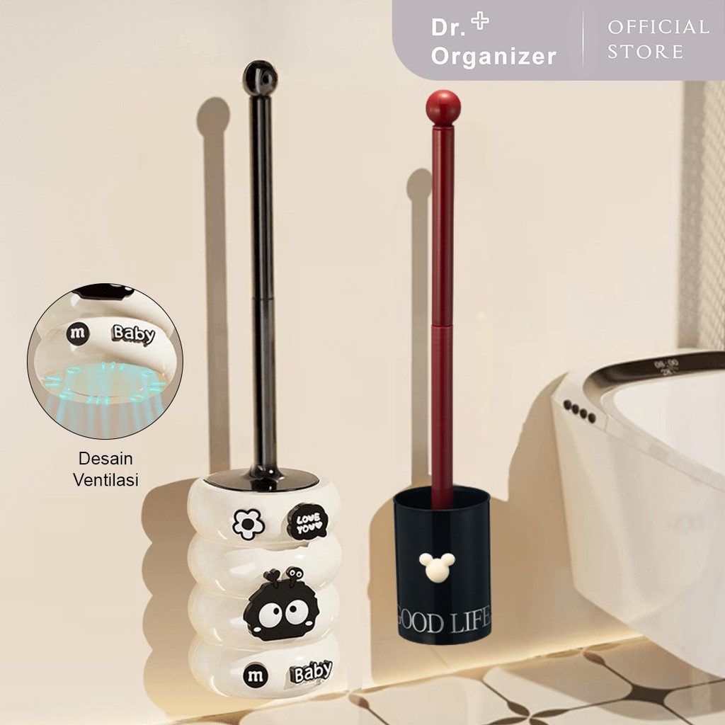 Dr.Organizer Dr.Organizer Sikat Pembersih Toilet Motif Lucu Sikat Closet Duduk Jongkok Dengan Holder