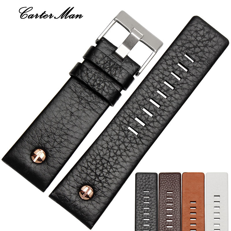 For esel Wat Strap Leather Wrist Wat Belt DZ7314 DZ7256 Watbands 24MM 26MM 28MM 30MM With Rivets Lie