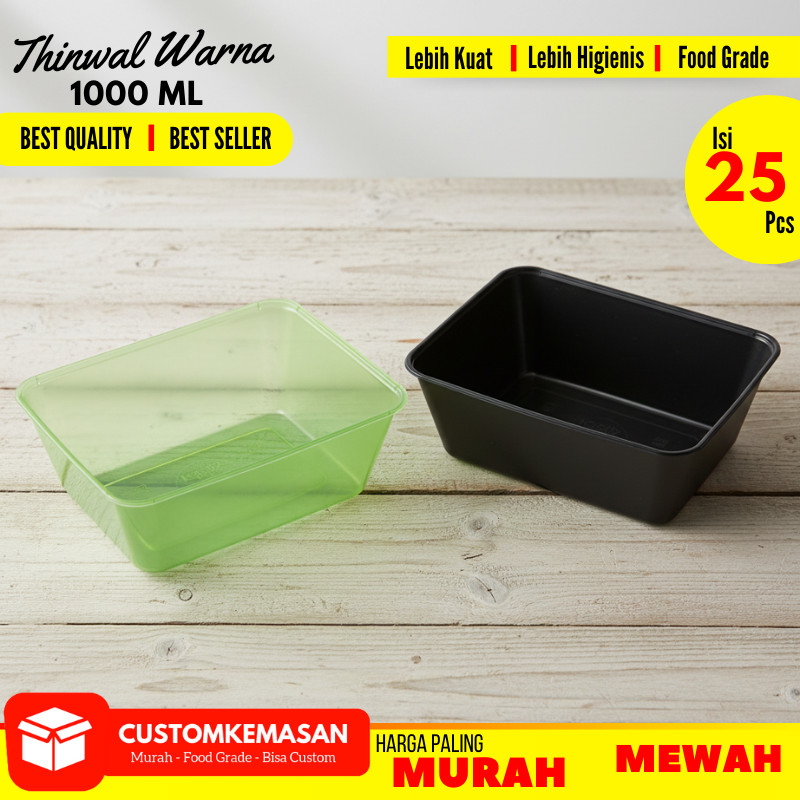 Thinwall 1000ml / thinwall / thinwall 1000ml + tutup / thinwall warna 1000ml / thinwall 25 pcs