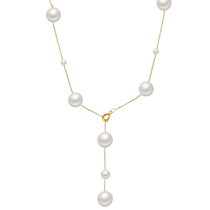 s925Sterling Silver Starry Sky Pearl Necklace for Women, One Pendant, Multiple Round Shapes, Layered