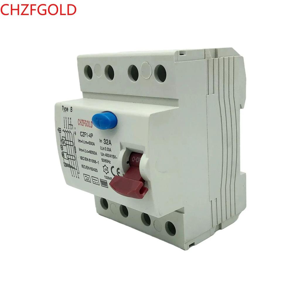 ZFGOLD B Type RCD RCCB AC DC 10KA 400V ELCB Circuit Breaker Price 4P 40A 63A 100A 30mA 300MA