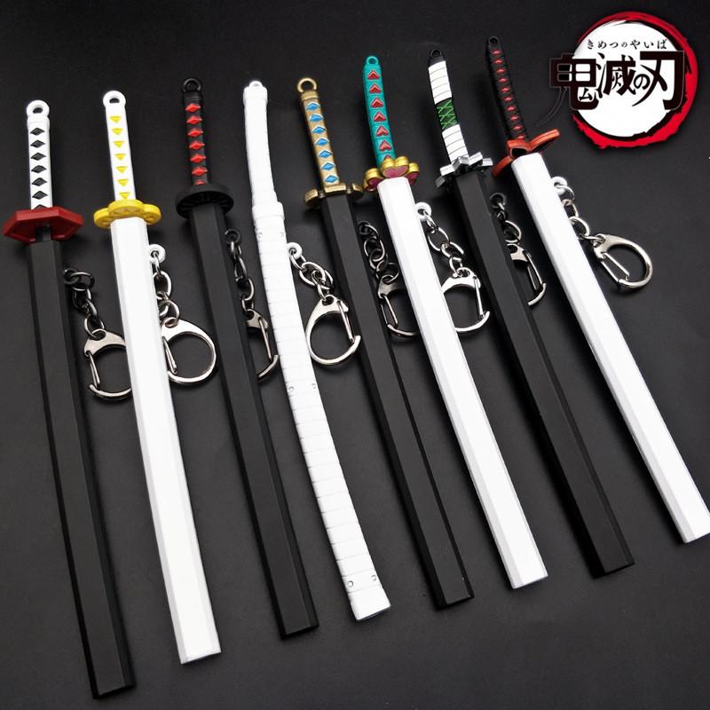 Alloy Demon Slayer Katana Swords Mini Anime Kimetsu No iba Key ain Ring Real Size Japanese Samurai S