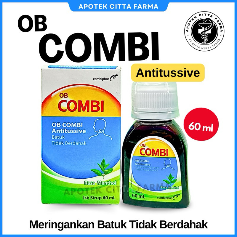 OB COMBI ANTITUSSIVE RASA MENTHOL 60 ml - Meringankan Batuk Kering