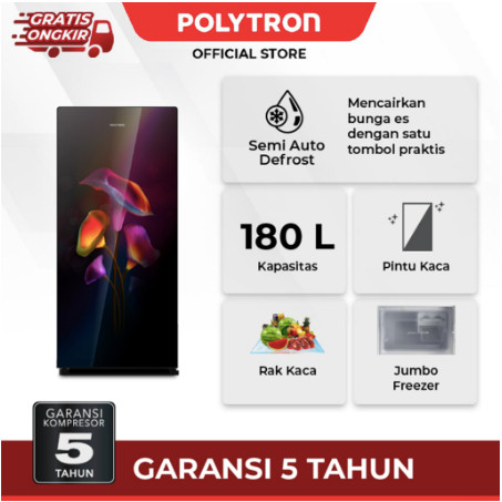POLYTRON Kulkas 1 Pintu Belleza Varia PRA 18MTR 180 L/PRA-18MTR/PRA 18MTR/KULKAS POLYTRON/KULKAS MUR