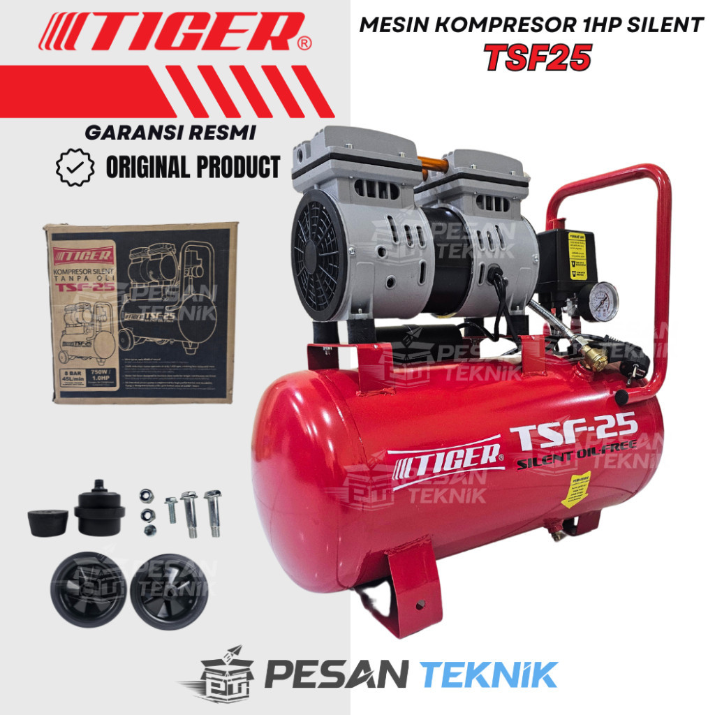 TIGER TSF25 Mesin Compressor Oilless Silent Kompresor 1HP