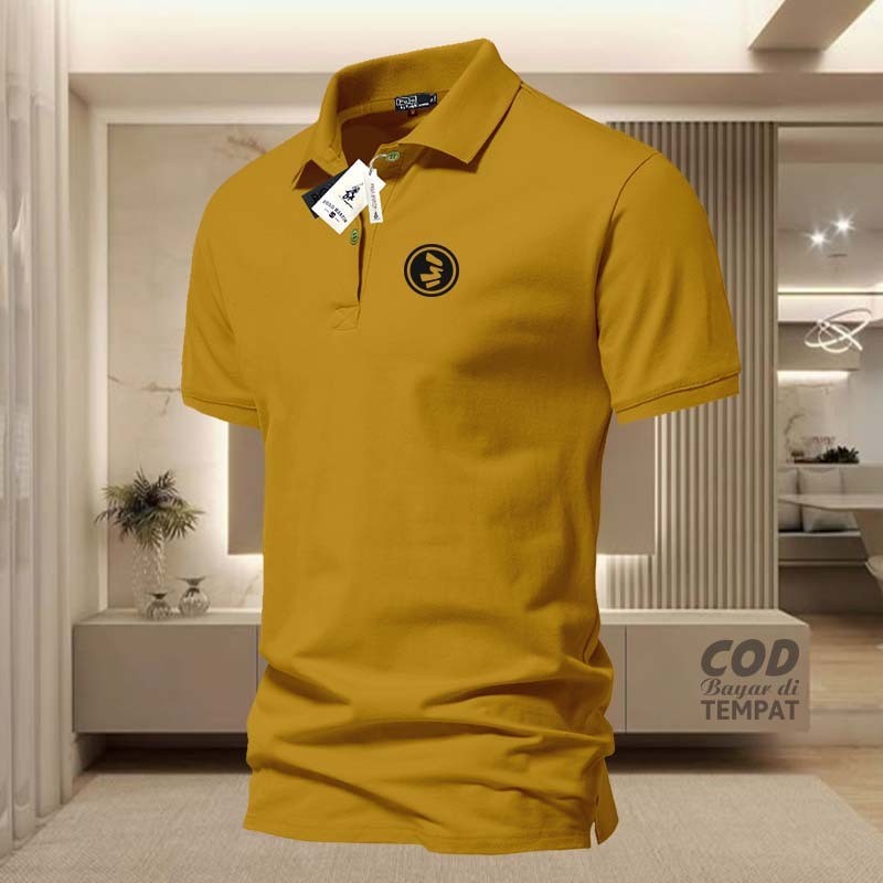 COD T-shrit POLO kerah 3Second Kiri Logo Blog Bulat Hitam Kaos Kerah Dewasa Shirt / Kaos Wangki Pria
