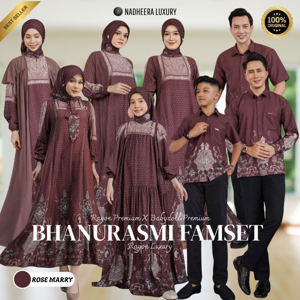 BISA GOSEND / BHANURASMI FAMSET (BELUM TERMASUK SCARF ) (ROSE MARRY) NADHEERA LUXURY / Gamis Sarimbi