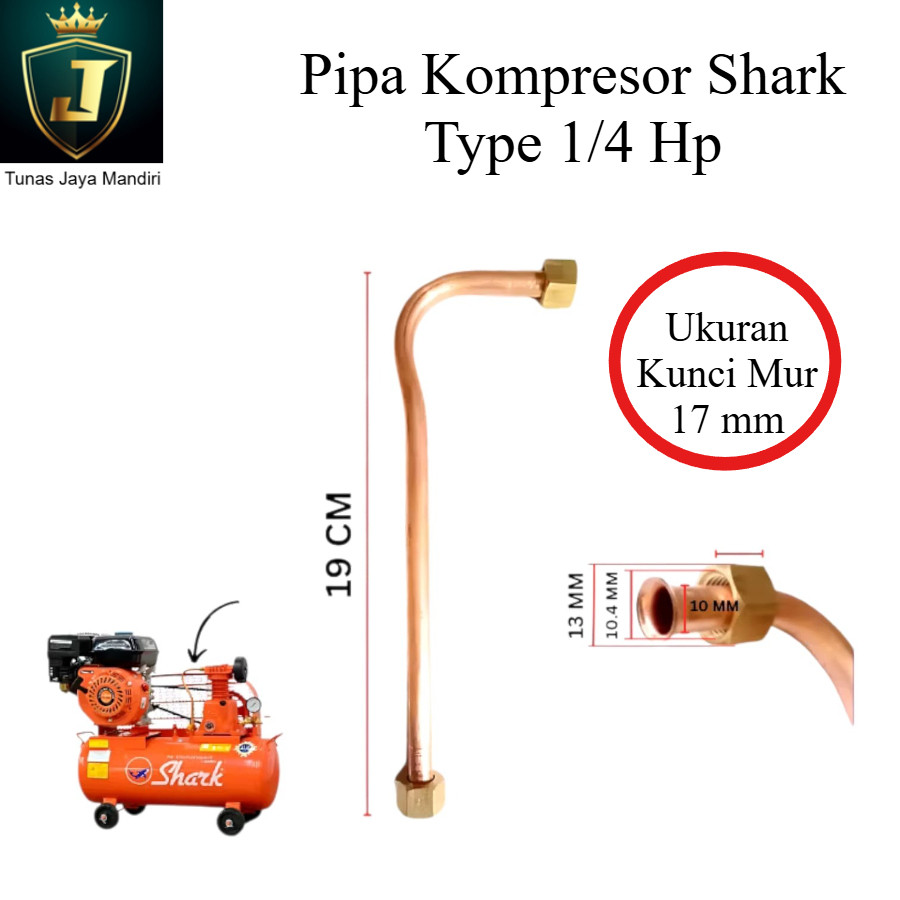 Pipa Kompresor Shark 1/4 HP Bahan Tembaga Asli | Pipa Tekanan Kompresor Angin