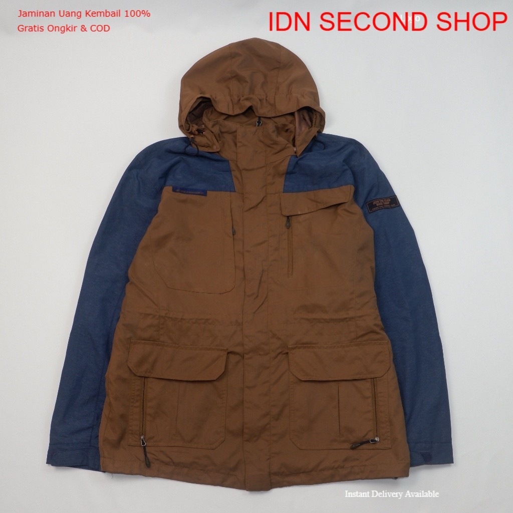 PRAUS Color Block Hooded Shell Jacket - Brown/Navy - Preloved