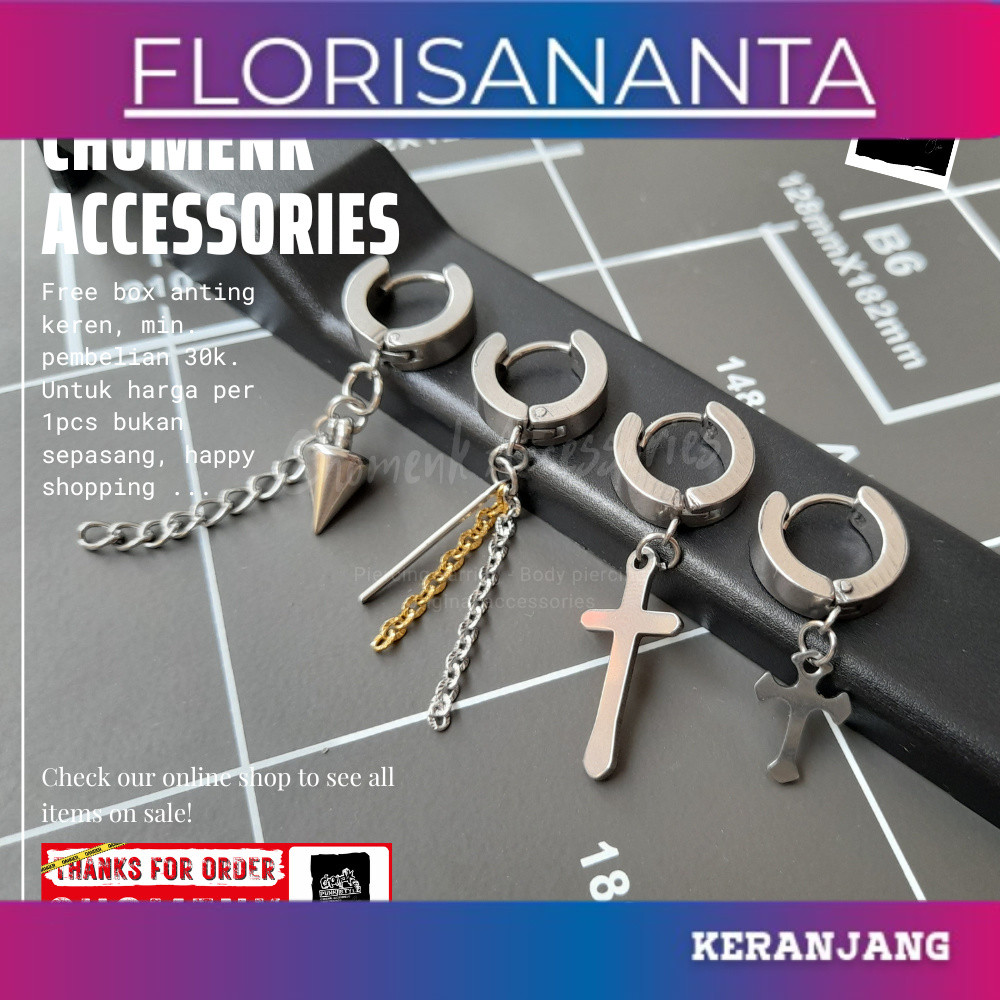 terlaris baru anting korea anting pria anting tindik anting gantung jepit titanium.anting korea anti