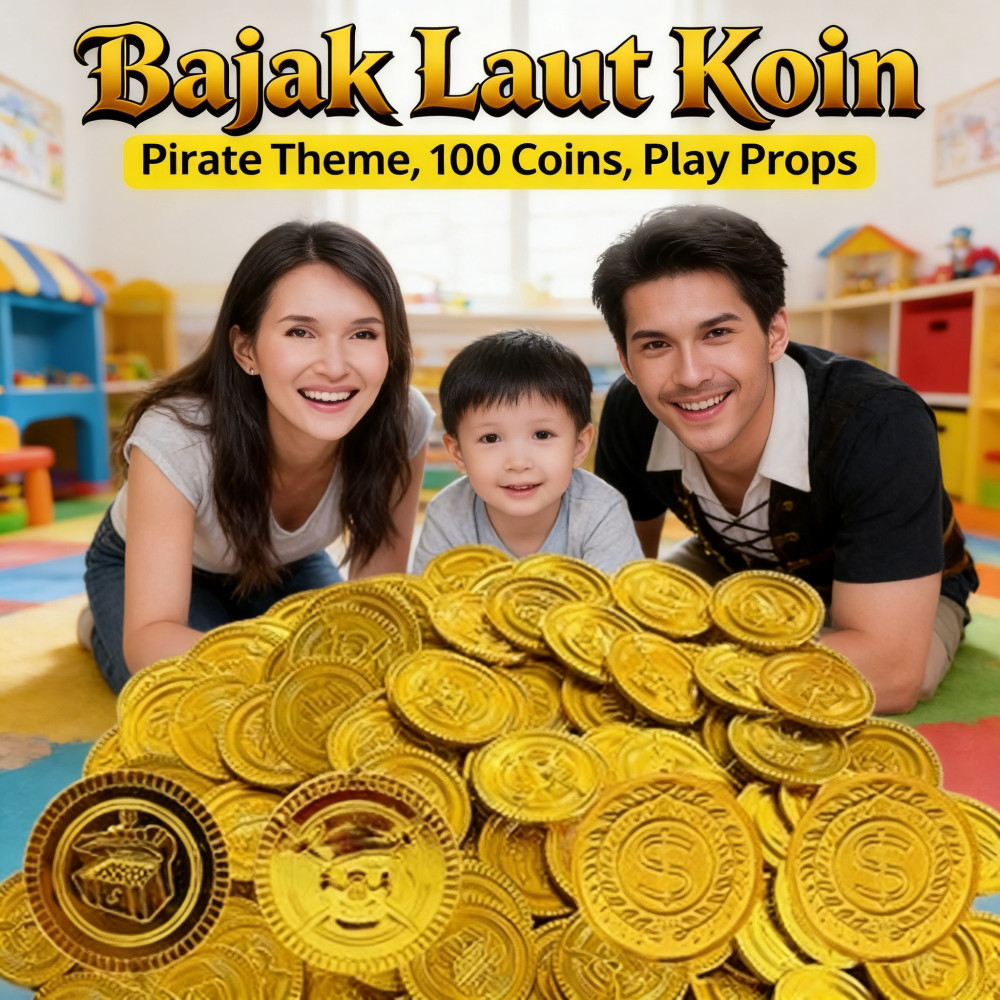 Bajak Laut Koin Emas Koin Bajak Laut Paket 100 Koin Mainan escape Room Mainan uang Pirate Coin Pirat