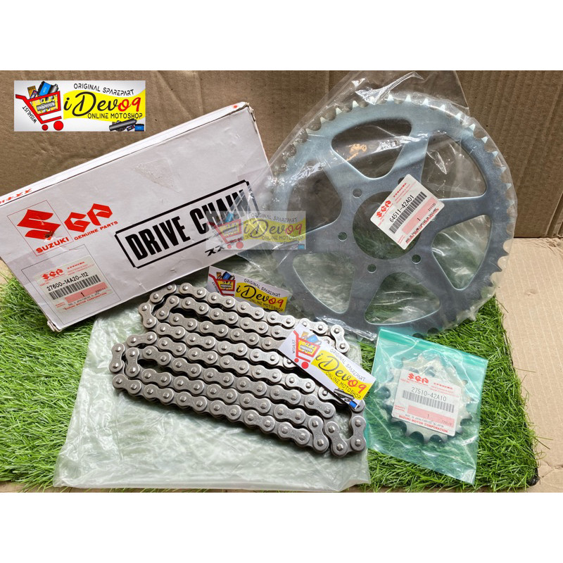 Gir Gear Set Chain KIT DR200 Rantai Ger Depan Belakang Suzuki DR 200 Original SGP