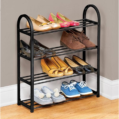 Rak Barang Tempat Penyimpanan Sepatu Sandal Buku Sendal 4 Susun Layer Tingkat Rangka Mudah Rakit Kamar Tidur Lemari Pintu Masuk Kamar Asrama Kos Kontrakan Kardus Serbaguna Semua Alas Kaki Anda