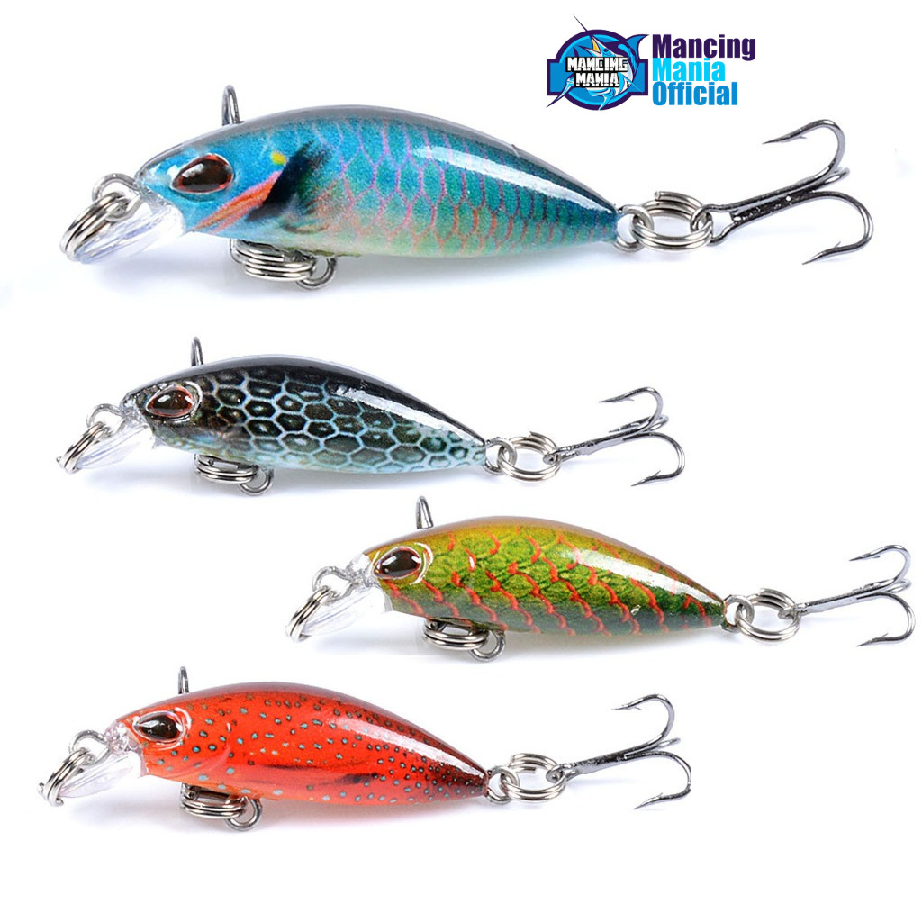 MANCING MANIA Umpan Pancing Minnow 4.1cm 2.5g Bahan ABS untuk Memancing Casting Type Sinking Gomoku 