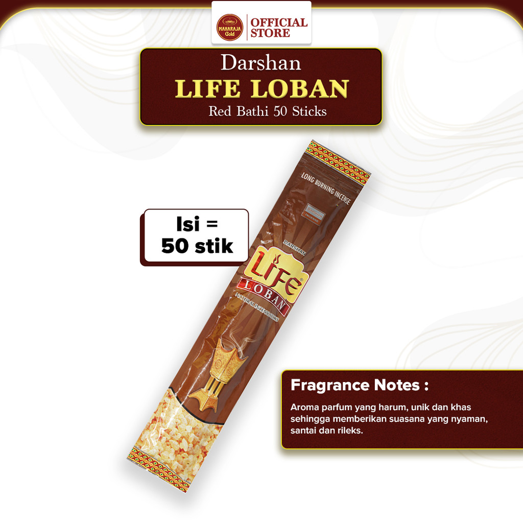 Maharaja Gold Dupa India Aromaterapi Red Bathi - Darshan Life Loban 50 Sticks