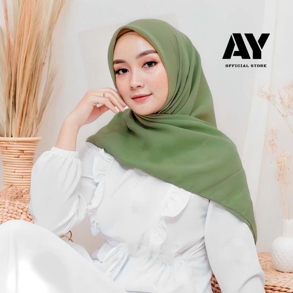 Hijab Bella Square Polycotton Premium 115x115 Anti LetoY Tidak Menerawang Segiempat Polos Jahit Tepi