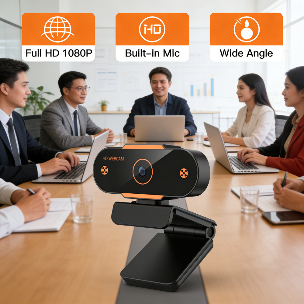 Kamera Kamera Konferensi PC Kamera Mikrofon Laptop Online Kamera untuk Kantor USB 1080Pdengan Rapat.