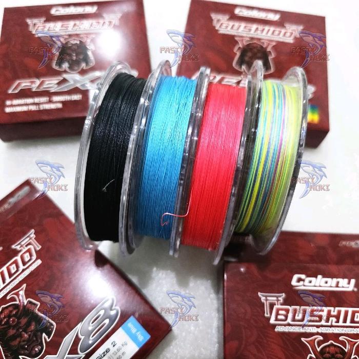Promo Senar PE Colony Bushido x8 150m Single Pack Japan Quality / Senar PE Pancing Casting - Black, 