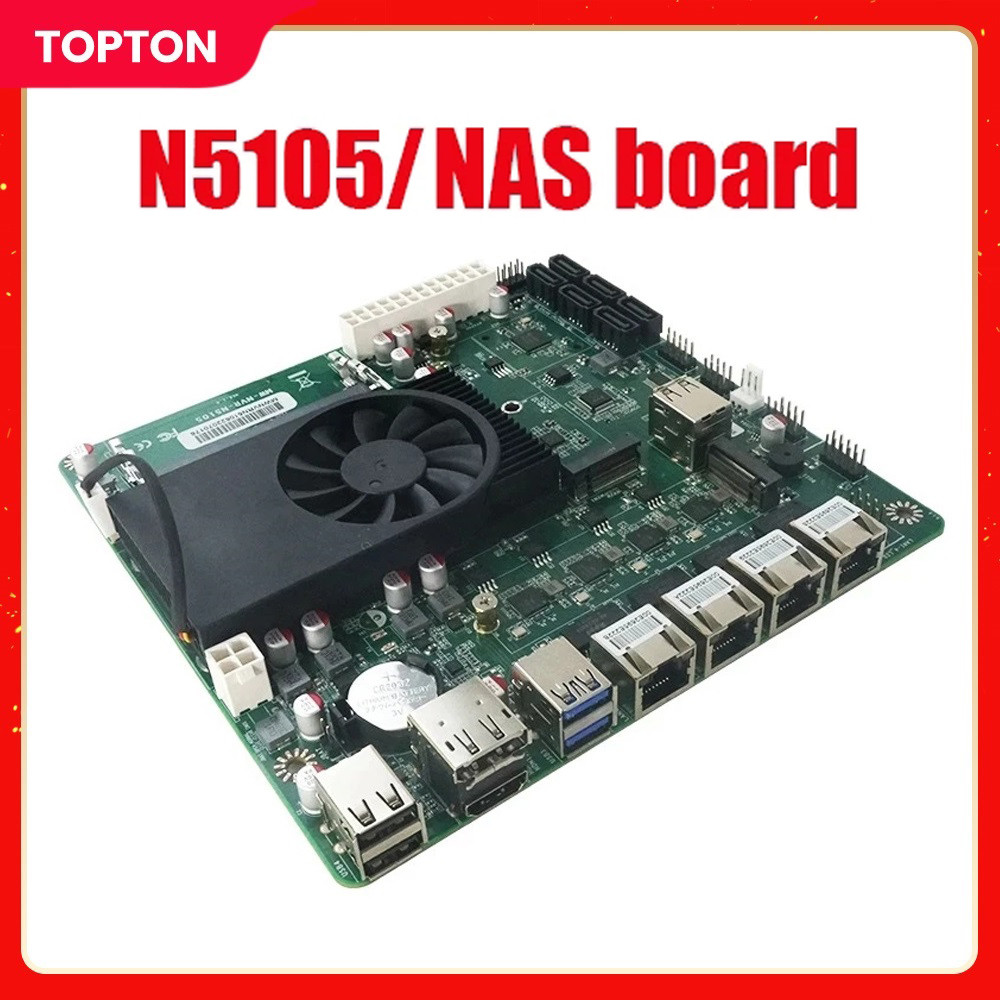 Topton N5105 NAS MOBO Mini ITX Industrial Motherboard 17x17CM Soft Routing Intel i226-V B3 2.5Gbps 4