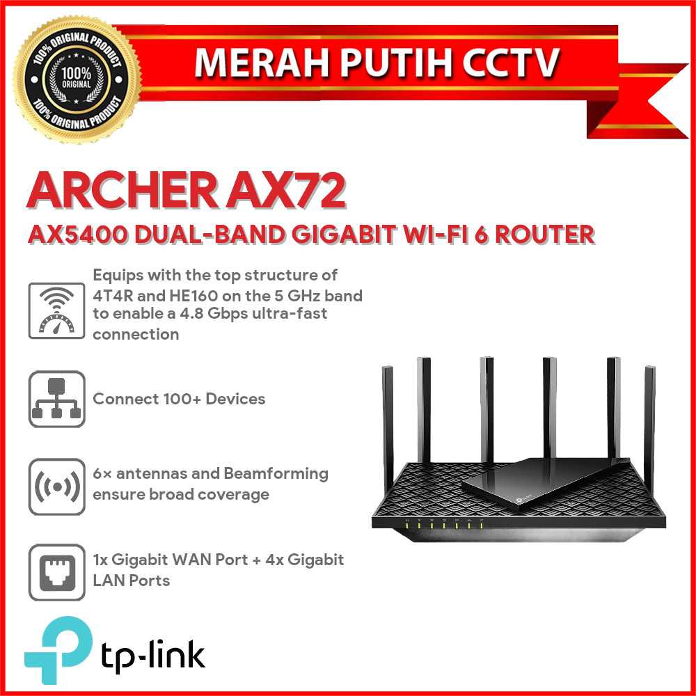 TP-LINK ARCHER AX72 AX5400 DUAL-BAND GIGABIT WI-FI 6 ROUTER