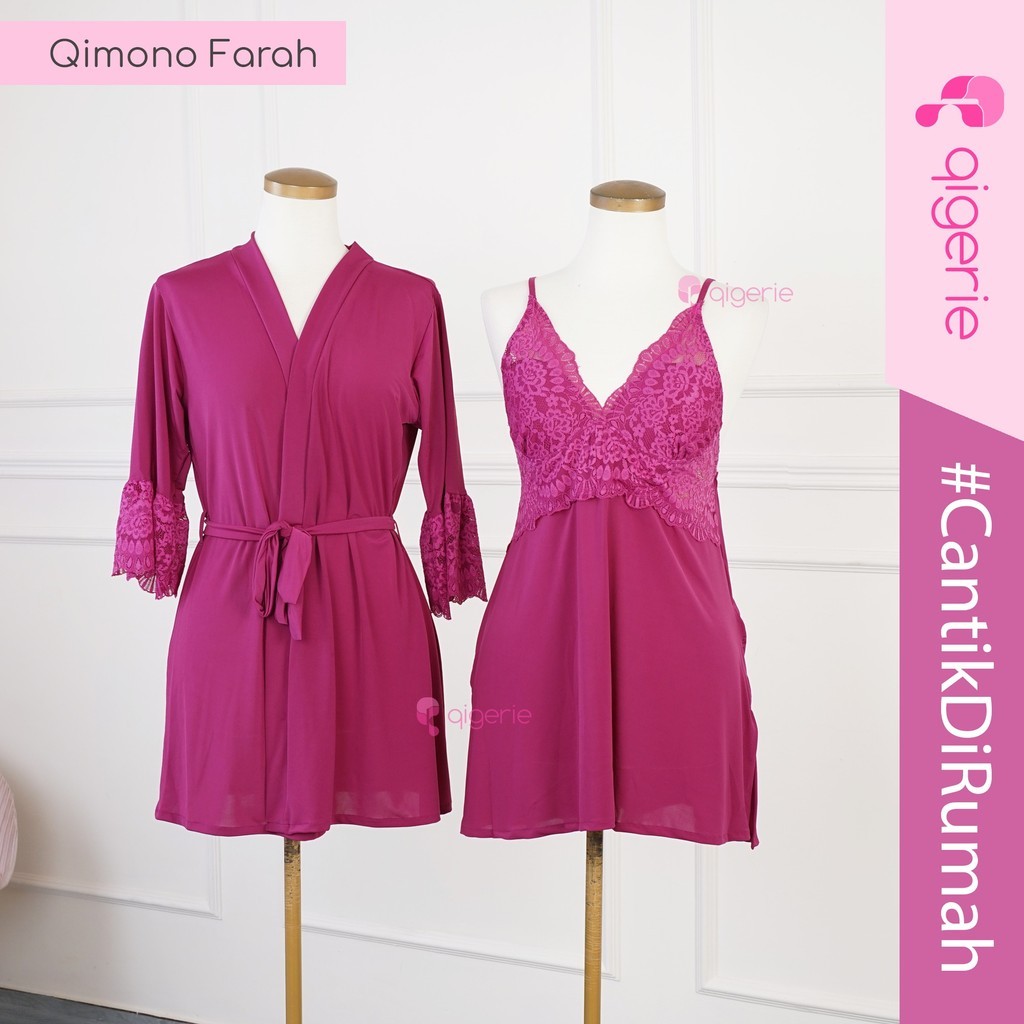 FARAH QIGERIE | Baju Tidur Sexy Kimono | One Set Kimono Lingerie | Daster Kekinian