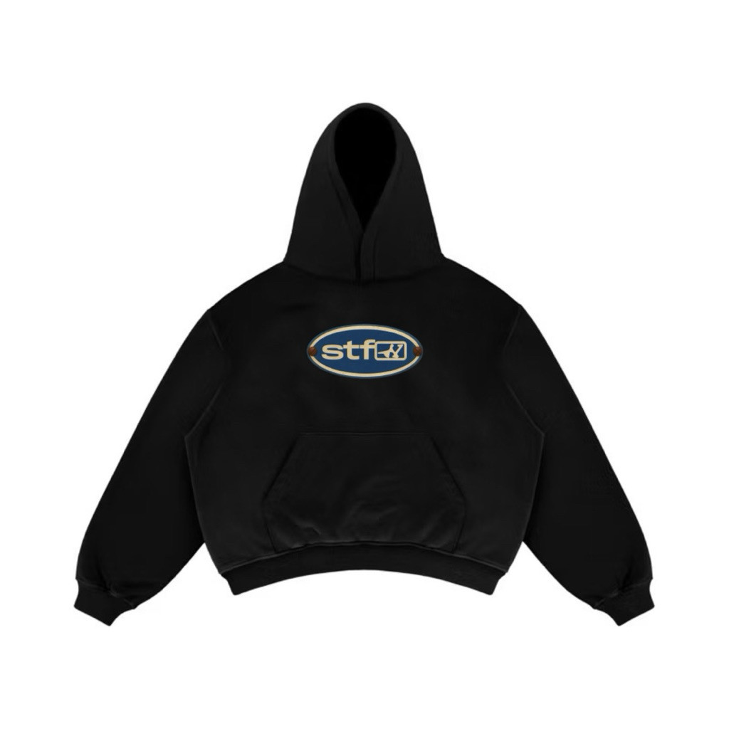 Satisfaction Hoodie Boxy 330GSM Katun Hitam S-XL