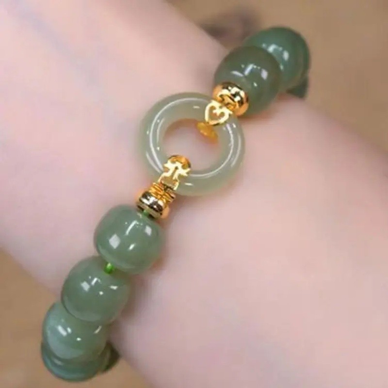 Green Alami Jade Ring Gelang Vintage Agate Talismans Mewah Amulet Perhiasan Nyata Pesona Desainer Mo