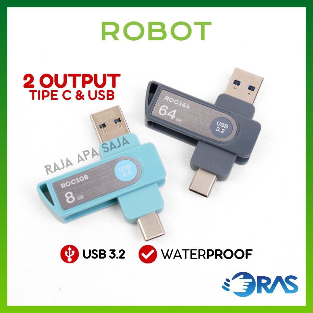 (DFlash Laptop) Flashdisk OTG USB Tipe C 2in1 Dual Output 64GB 32GB 16GB 8GB Flash Drive Disk Flesdi