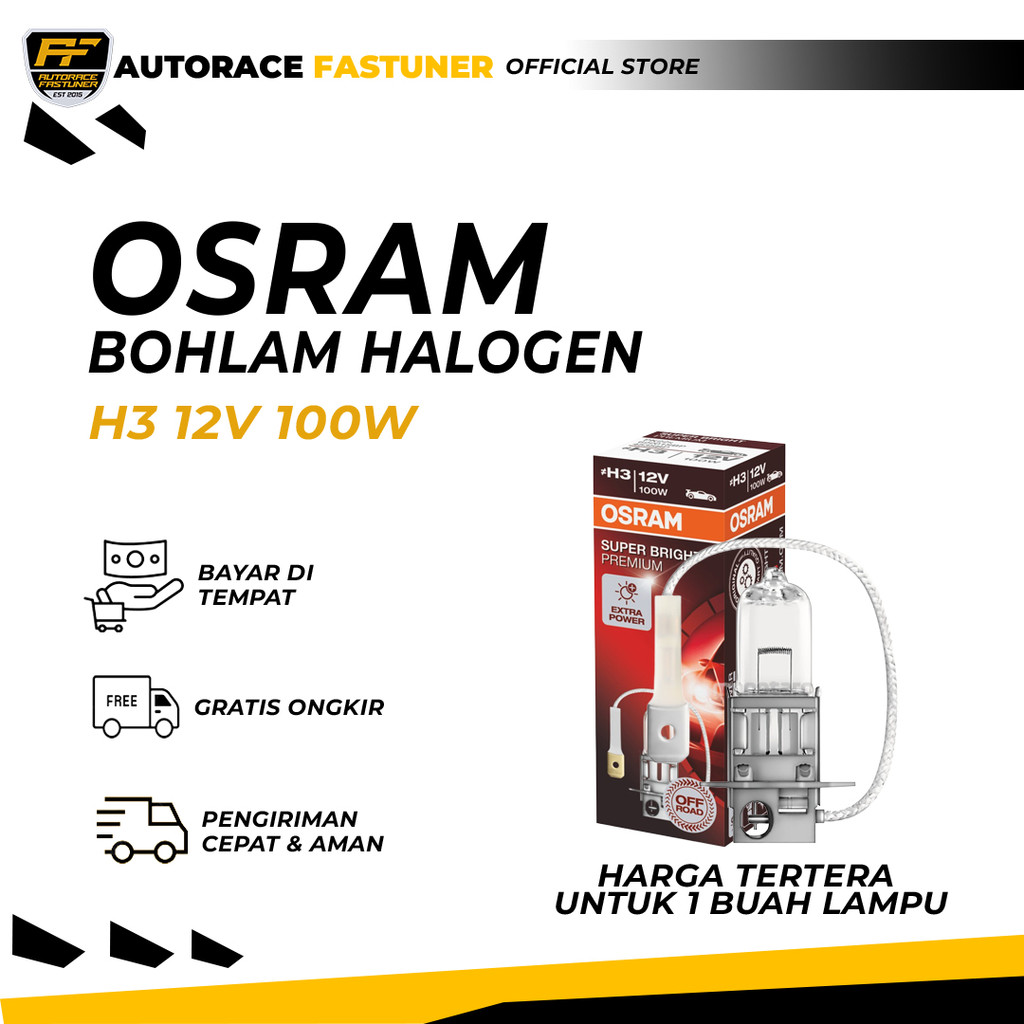 OSRAM Bohlam Halogen H3 12V 100W - High Watt 62201SBP