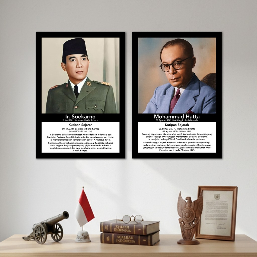 Poster Hiasan Dinding Pahlawan Proklamator Indonesia Ir. Soekarno & Mohammad Hatta - Wall Decor Pahl