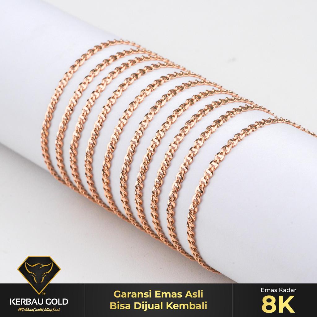 [Kerbau Gold] Gelang Emas Korean Herme 8K - Emas Asli 100%