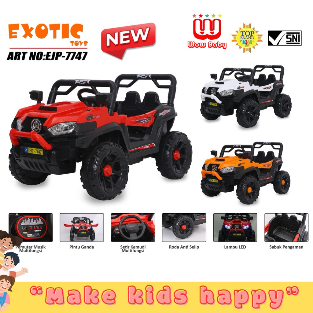 Termurah RECHARGEABLE JEEP Anak EJP-7723/ Ejp-7750/Ejp-7751 ( NEW) EXOTIC Mobil Aki untuk Anak hingg