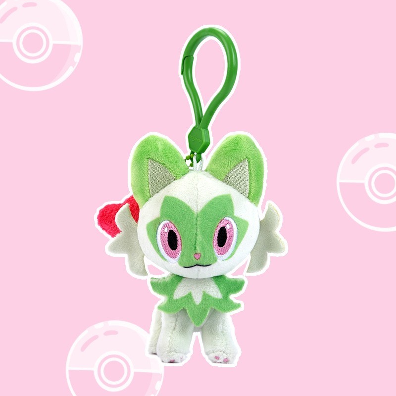 Genuine Pokemon Sprigatito Love Serie Kawaii Plush Stuffed Toy Keychain Backpack Pent Keyring Doll B